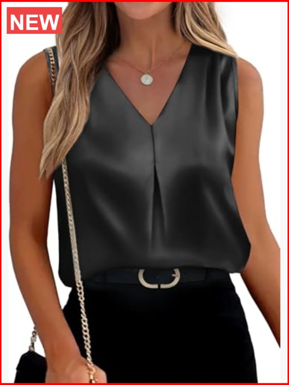Satin V Neck Camisole Tank Top Sleeveless Blouse Lightweight Summer Business - Picture 2 of 7